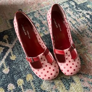 Irregular Choice Pink & Red Polka Dot Heels Size 10